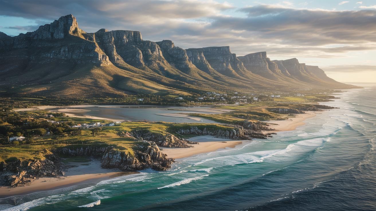 Illustration of South Africa rising from the ocean due to climate change and drought effects (AI-generated, non-realistic illustration). Credit: Ideogram.