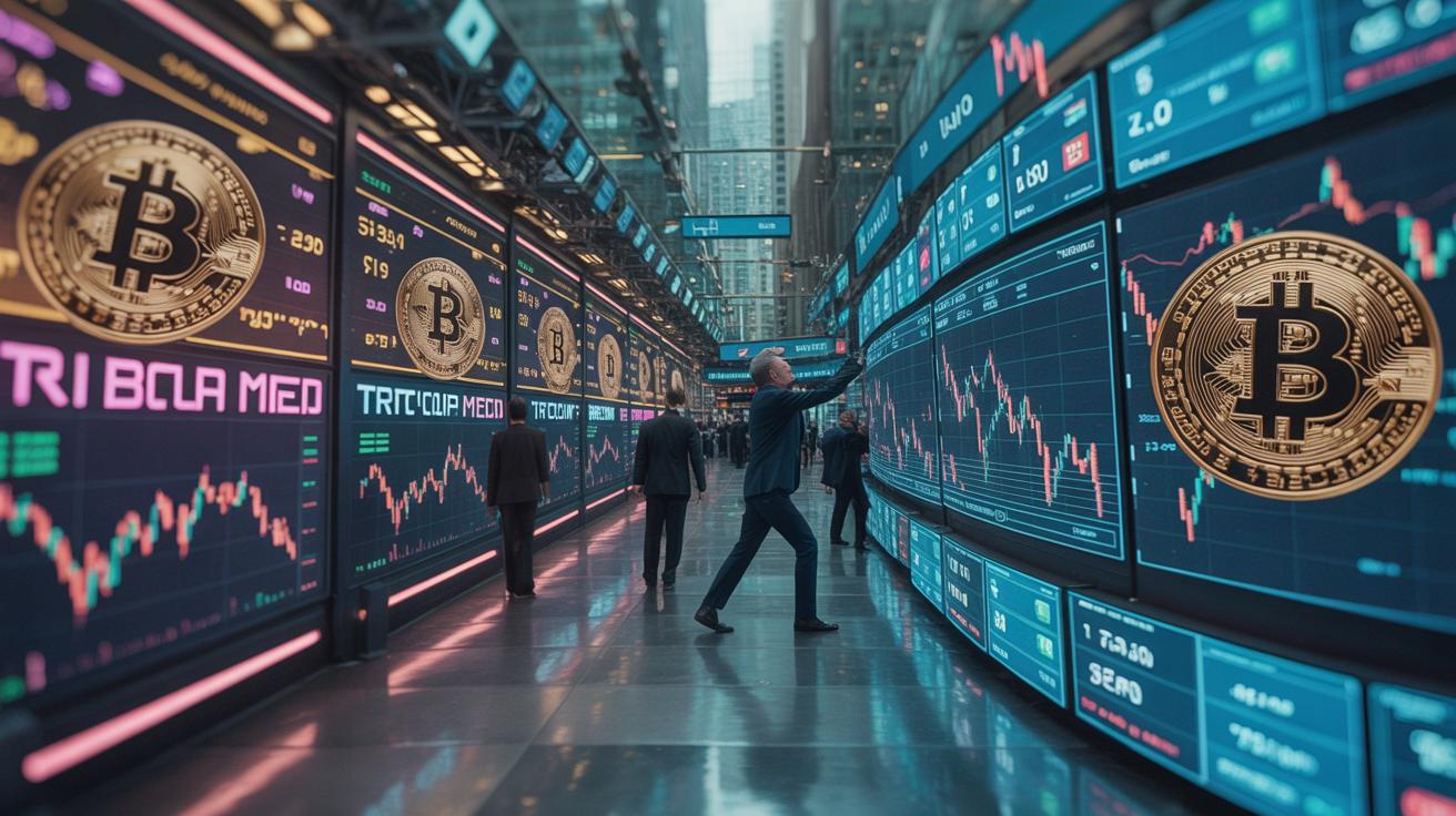 Illustration of Bitcoin's market surge and Trump Media's substantial investment (AI-generated, non-realistic illustration). Credit: Ideogram.