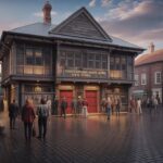 Illustration of the Shakespeare North Playhouse as a cultural and community hub in Prescot (AI-generated, non-realistic illustration). Credit: Ideogram.
