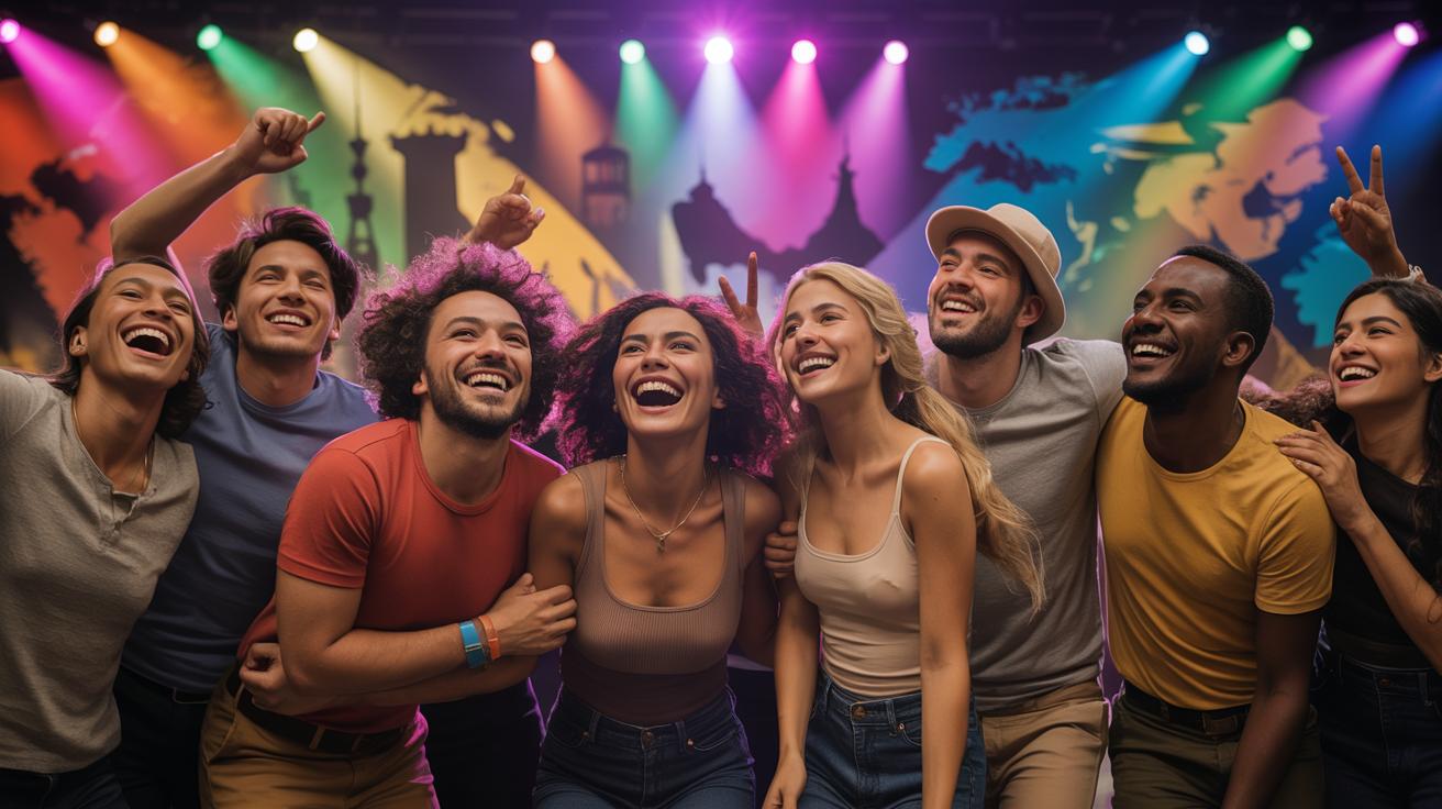 Illustration of happiness-enhancing splurges including live music events and novel experiences (AI-generated, non-realistic illustration). Credit: Ideogram.