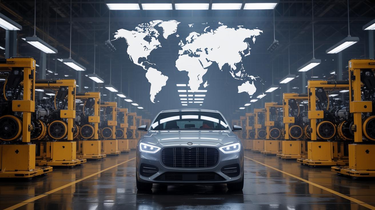Illustration of global automotive industry challenges due to China's rare earth export restrictions (AI-generated, non-realistic illustration). Credit: Ideogram.