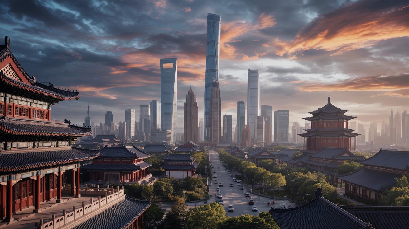 Illustration of China's cultural evolution blending ancient heritage with modern influences (AI-generated, non-realistic illustration). Credit: Ideogram.