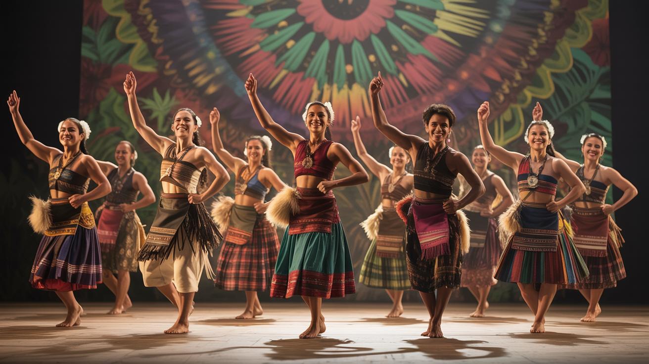 Illustration of Filipino dancers performing traditional Indigenous dances with cultural authenticity and respect (AI-generated, non-realistic illustration). Credit: Ideogram.