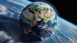 Illustration of Earth's rotation accelerating on specific days in July and August (AI-generated, non-realistic illustration). Credit: Ideogram.
