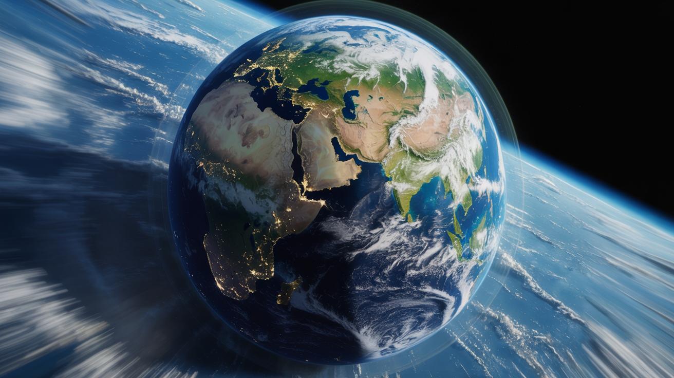 Illustration of Earth's rotation accelerating on specific days in July and August (AI-generated, non-realistic illustration). Credit: Ideogram.