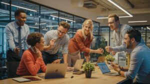 Illustration of transforming workplace culture to enhance employee satisfaction and engagement (AI-generated, non-realistic illustration). Credit: Ideogram.