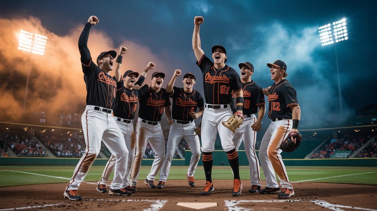 Illustration of Oregon State Beavers celebrating their victory over Florida State to secure a College World Series spot (AI-generated, non-realistic illustration). Credit: Ideogram.