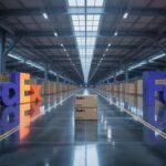 Illustration of FedEx's digital solutions and data analytics empowering global trade adaptation (AI-generated, non-realistic illustration). Credit: Ideogram.