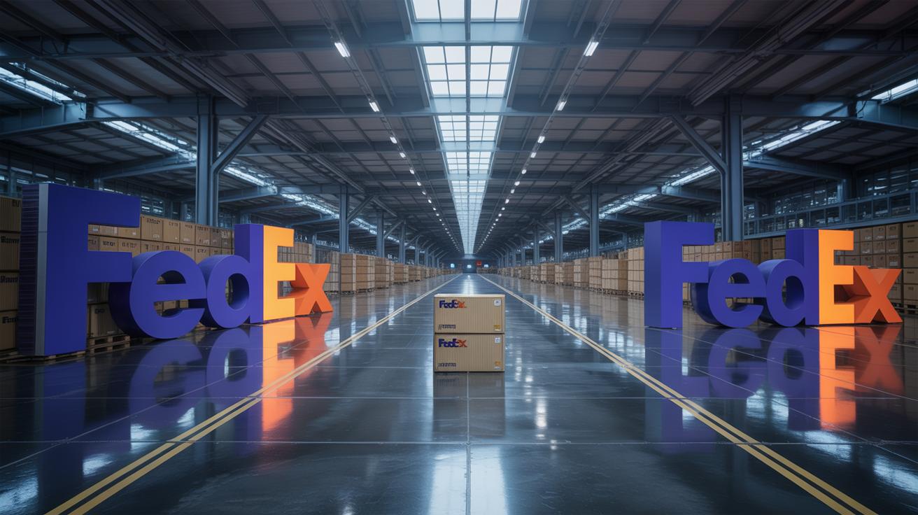 Illustration of FedEx's digital solutions and data analytics empowering global trade adaptation (AI-generated, non-realistic illustration). Credit: Ideogram.