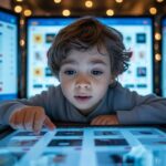 Illustration of a Gen Alpha child interacting with digital devices for online purchases (AI-generated, non-realistic illustration). Credit: Ideogram.