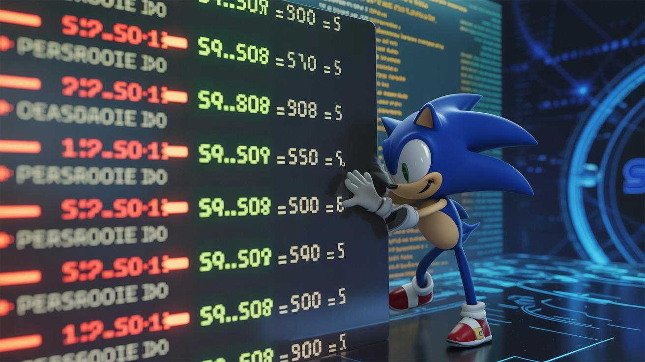 Illustration of SEGA's sales data leak revealing figures for Sonic and Persona games (AI-generated, non-realistic illustration). Credit: Ideogram.