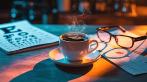 Illustration of the potential link between instant coffee consumption and increased risk of age-related macular degeneration (AI-generated, non-realistic illustration). Credit: Ideogram.