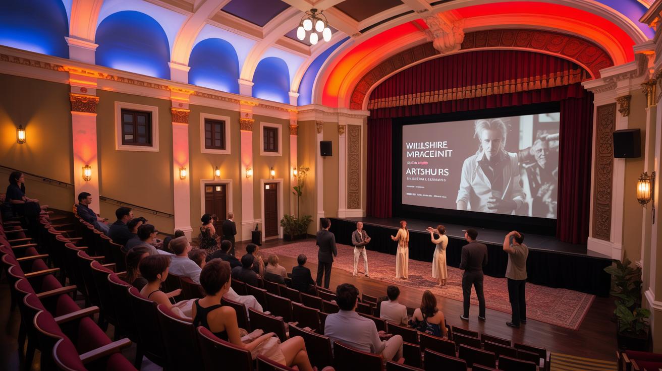 Illustration of The Ebell Theatre hosting vibrant cultural events celebrating film and art (AI-generated, non-realistic illustration). Credit: Ideogram.