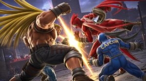 Illustration of the Marvel vs. Capcom Fighting Collection update featuring iconic characters in dynamic battle poses (AI-generated, non-realistic illustration). Credit: Ideogram.