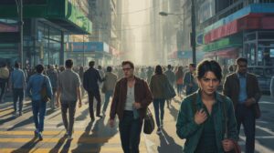 Illustration of the impact of air pollution on mental health and urban environments (AI-generated, non-realistic illustration). Credit: Ideogram.