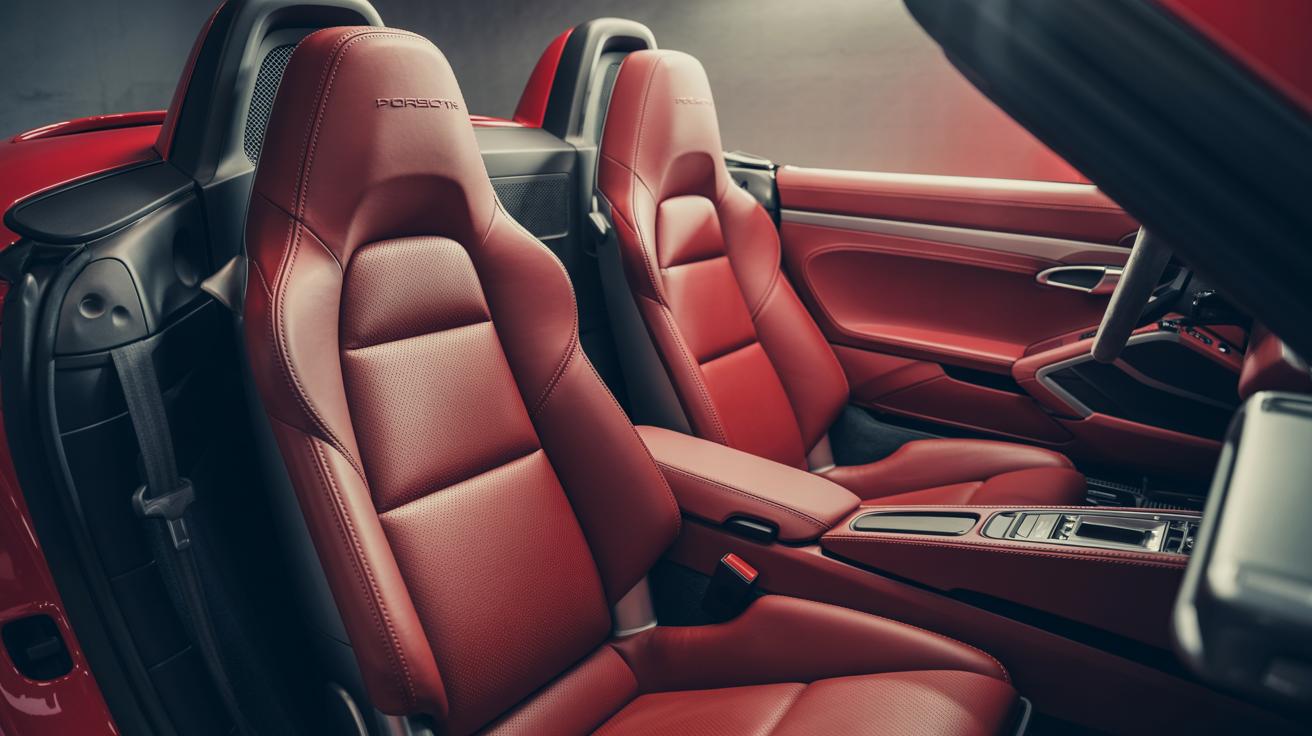 Illustration of the innovative seat technology in the Porsche 718 Boxster GTS 4.0, highlighting simultaneous heating and cooling features (AI-generated, non-realistic illustration). Credit: Ideogram.