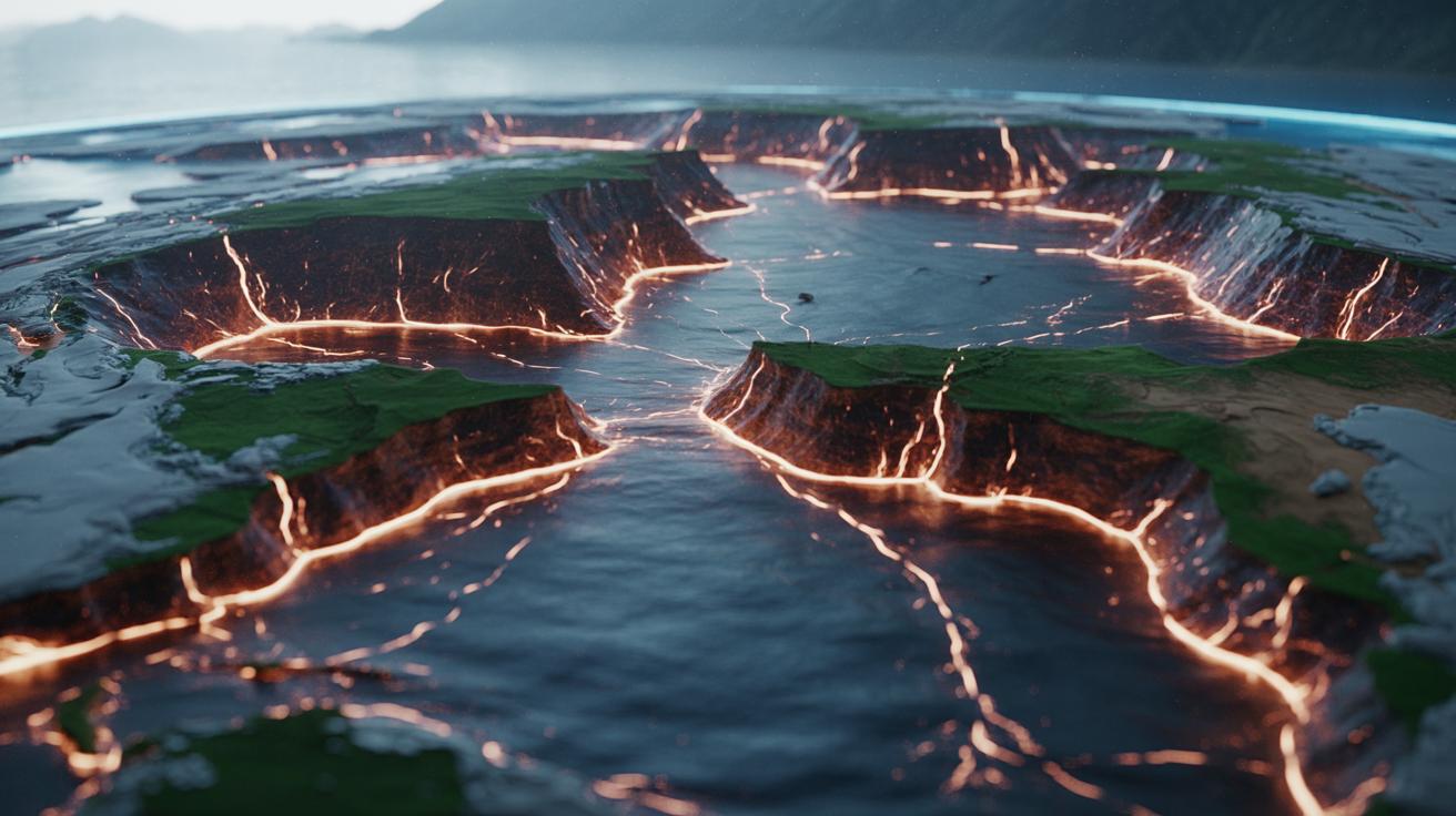 Illustration of the global surge in seismic activity with 528 earthquakes in 24 hours (AI-generated, non-realistic illustration). Credit: Ideogram.