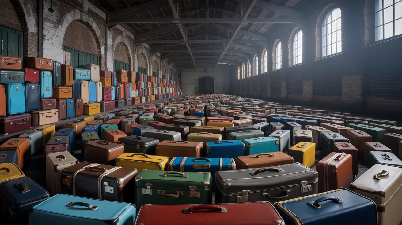 Illustration of the Fenix Museum's “Suitcase Labyrinth” installation symbolizing global migration (AI-generated, non-realistic illustration). Credit: Ideogram.