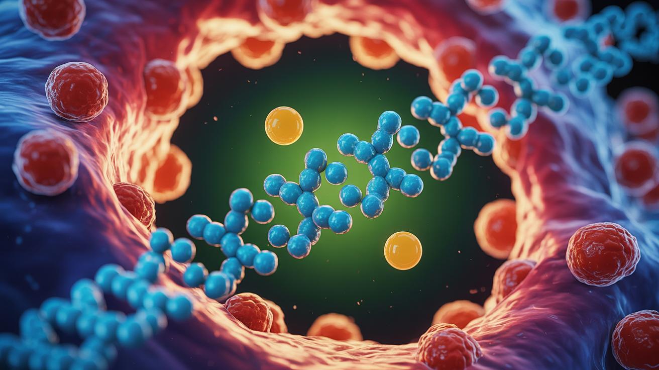 Illustration of vitamin D molecules interacting with telomeres to slow biological aging (AI-generated, non-realistic illustration). Credit: Ideogram.