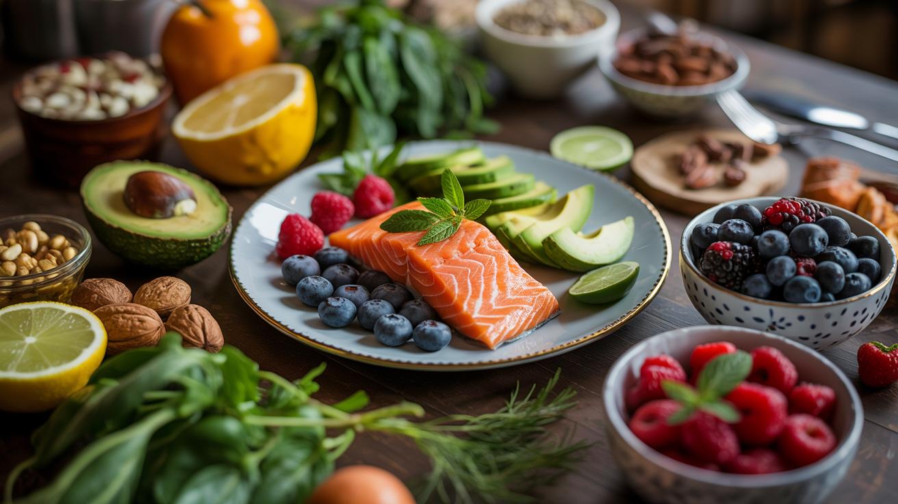 Illustration of a 7-day no-sugar high-protein anti-inflammatory meal plan (AI-generated, non-realistic illustration). Credit: Ideogram.