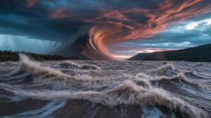 Illustration of the dramatic surge in global weather event intensity linked to climate change (AI-generated, non-realistic illustration). Credit: Ideogram.