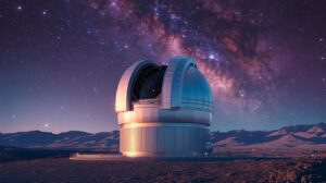 Illustration of the Vera C. Rubin Observatory capturing cosmic wonders with its 3,200-megapixel camera (AI-generated, non-realistic illustration). Credit: Ideogram.