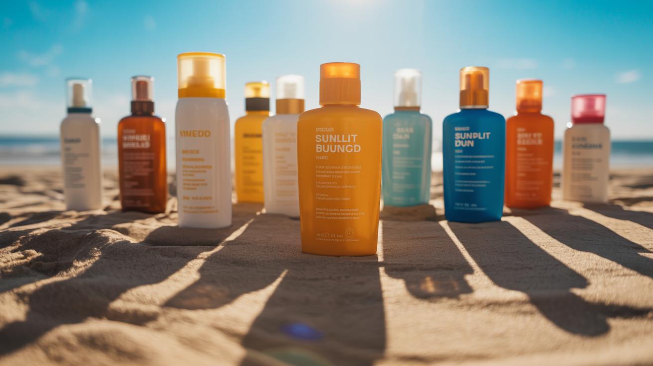 Illustration of harmful chemicals in sunscreen bottles (AI-generated, non-realistic illustration). Credit: Ideogram.