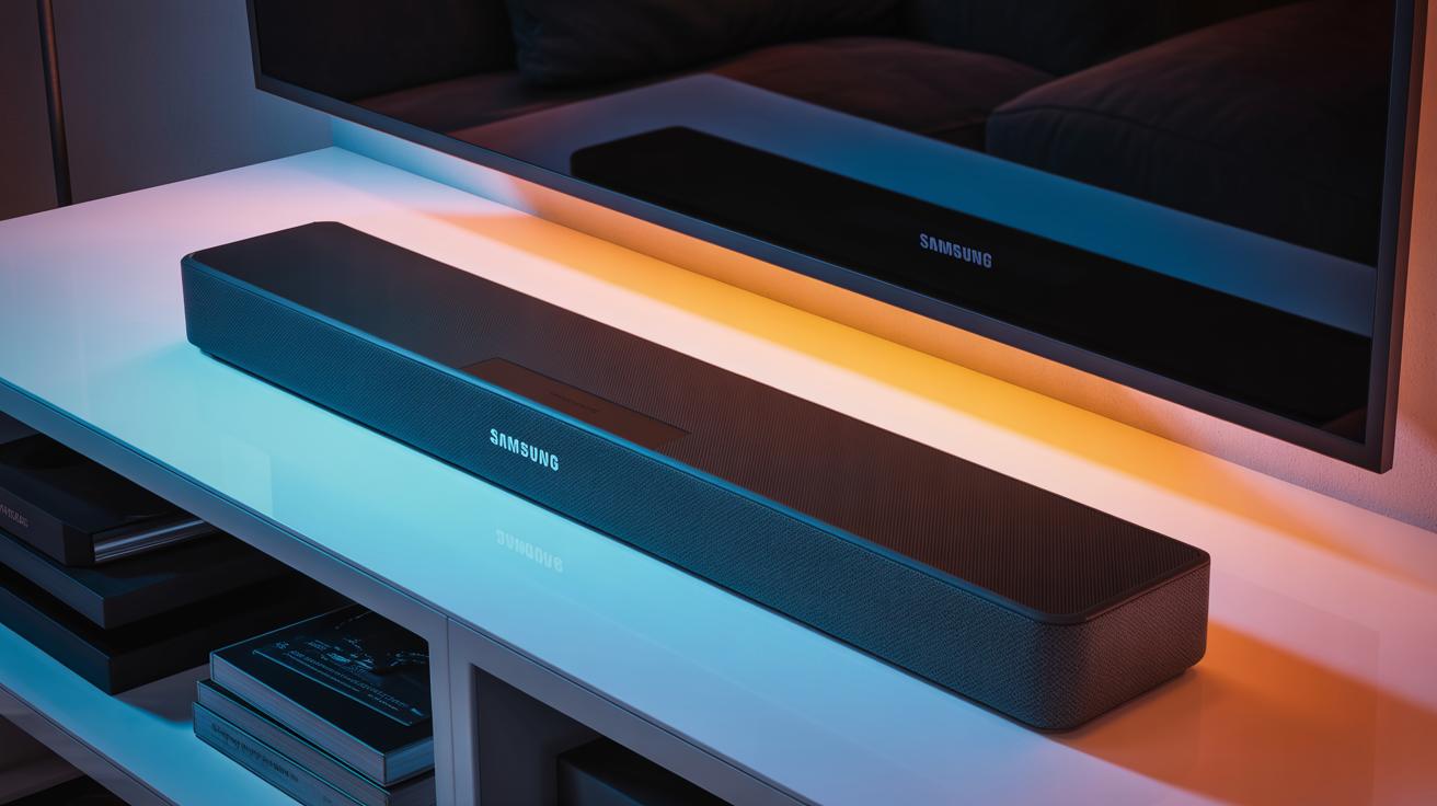 Illustration of discounted soundbars from top brands like Samsung, Sony, and Sonos during Prime Day (AI-generated, non-realistic illustration). Credit: Ideogram.