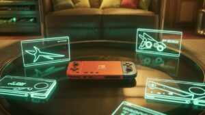 Illustration of Nintendo Switch 2 featuring GameCube classics like The Wind Waker and F-Zero GX (AI-generated, non-realistic illustration). Credit: Ideogram.