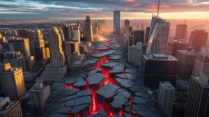 Illustration of global seismic activity with 495 earthquakes occurring in a single day (AI-generated, non-realistic illustration). Credit: Ideogram.