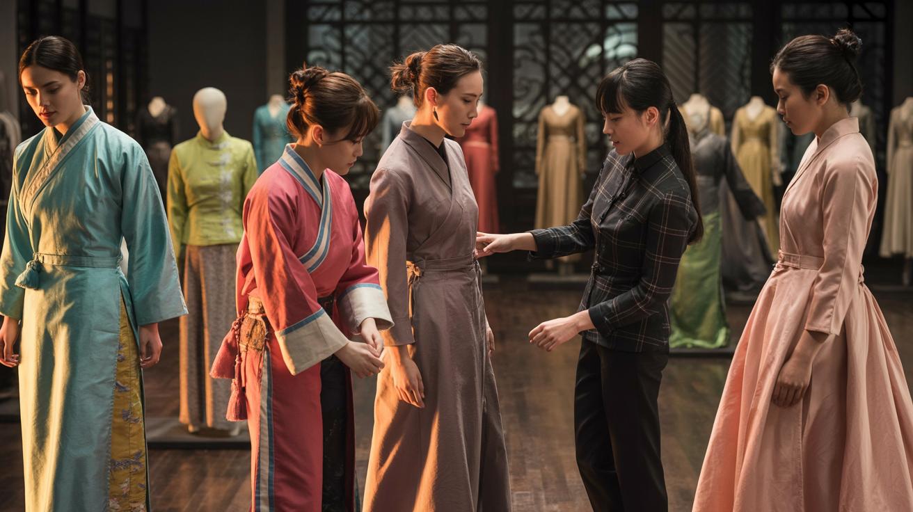Illustration of the fusion of intangible cultural heritage and modern fashion at the China National Silk Museum (AI-generated, non-realistic illustration). Credit: Ideogram.