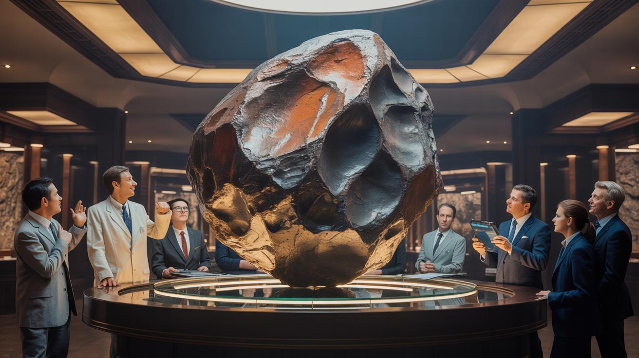 Illustration of the largest Martian meteorite about to be auctioned in New York (AI-generated, non-realistic illustration). Credit: Ideogram.