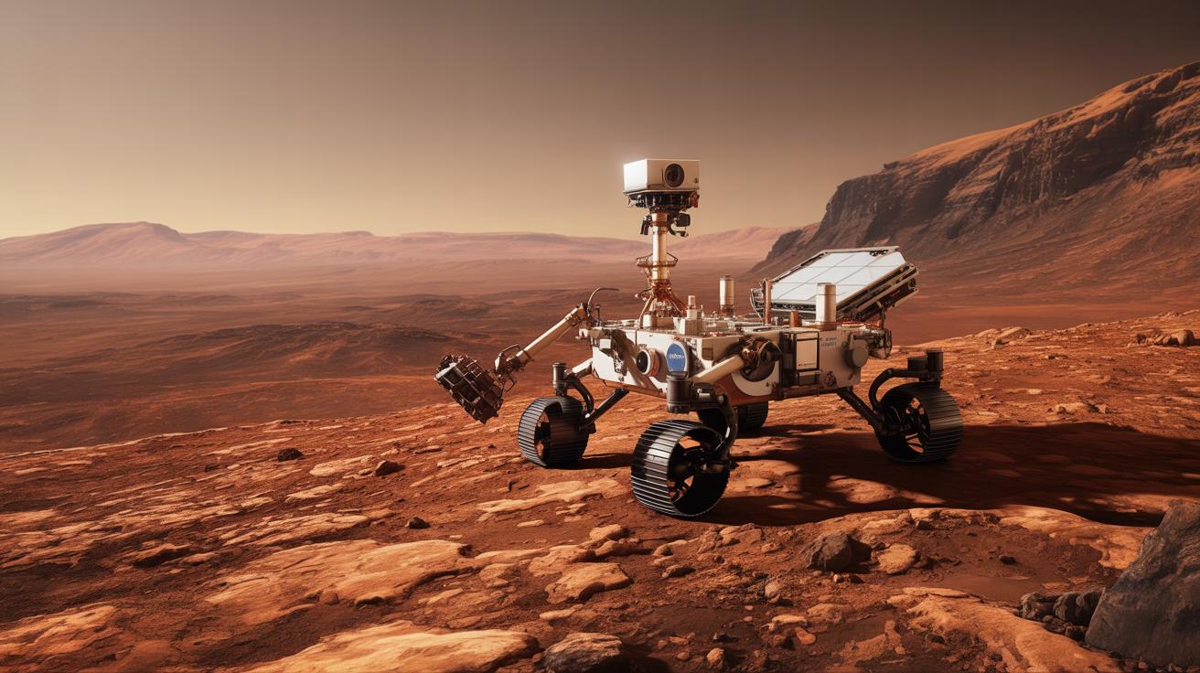 Illustration of NASA's Opportunity Rover exploring the Martian landscape and its profound impact on space exploration (AI-generated, non-realistic illustration). Credit: Ideogram.