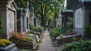 Illustration of Vienna Central Cemetery as a sanctuary for endangered species and biodiversity (AI-generated, non-realistic illustration). Credit: Ideogram.