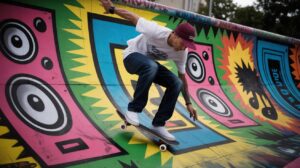 Illustration of Tony Hawk's Pro Skater 3 + 4 soundtrack evolution and player decisions (AI-generated, non-realistic illustration). Credit: Ideogram.