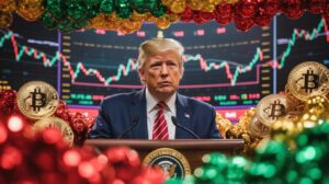 Illustration of President Donald Trump's announcement of a 50% tariff on Brazilian imports impacting global markets (AI-generated, non-realistic illustration). Credit: Ideogram.