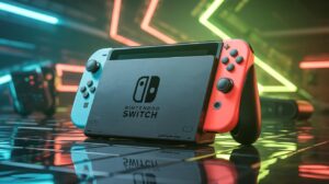 Illustration of the Nintendo Switch 2 console showcasing its innovative design and features (AI-generated, non-realistic illustration). Credit: Ideogram.